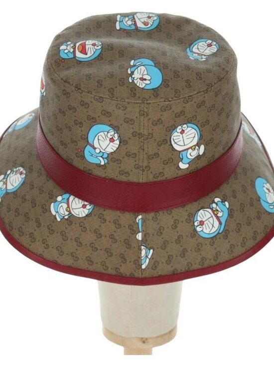 GUCCI x Doraemon Micro GG Supreme Doraemon Bucket Hat Brown Auth 166970SM main image 8